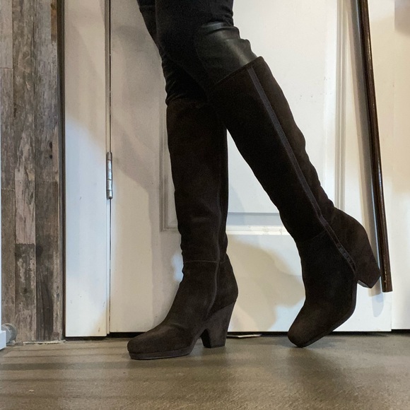 PRADA gently used knee high chocolate brown western boots size EU 37 US 6.5 - Picture 6 of 15